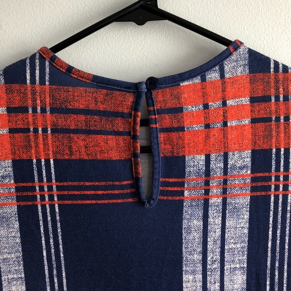 ASOS Long Sleeve Plaid Dress Blue and Orange - Picture 7 of 7